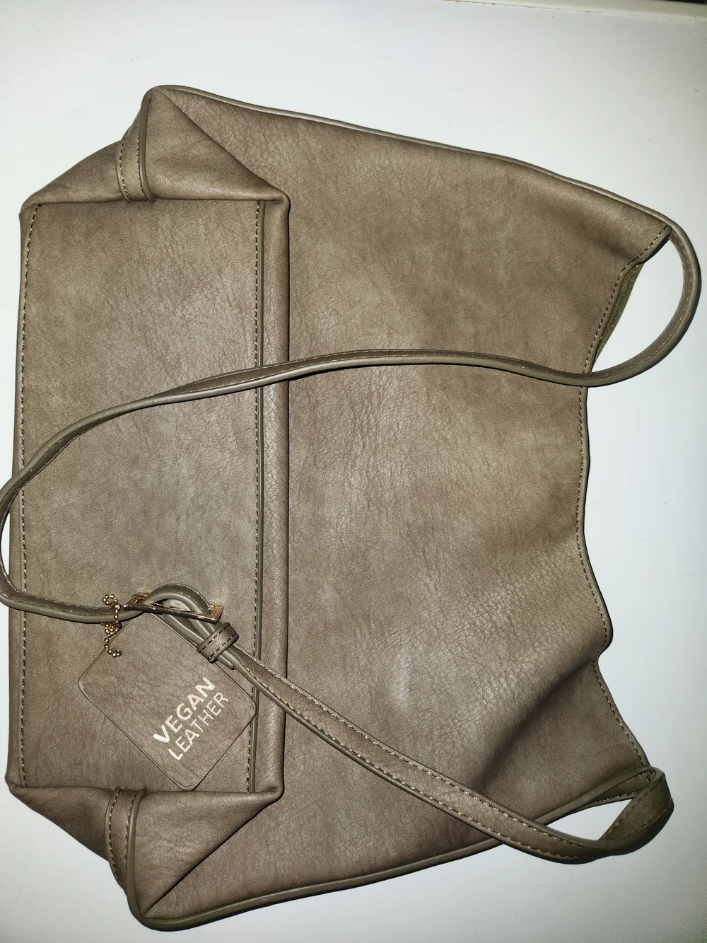 Vegan Leather Taupe Shoulder Bag